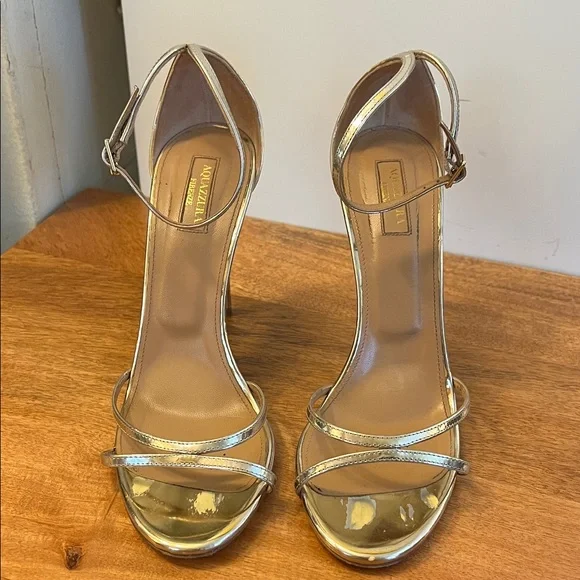 Aquazzura Hot 95 Gold Metallic Stiletto Heels Womens EU 40 Heels